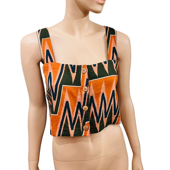 Veronica Beard NEW Tiffany Cropped Top Size L Multi Color Linen Cotton Blend - Picture 7 of 15